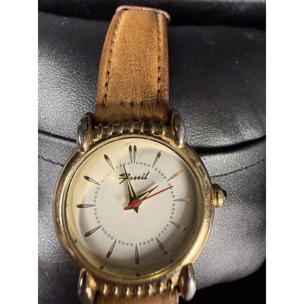 Fossil Coupe de Lux Women's Analog Quartz Gold/White Dial Brown Leather vintage